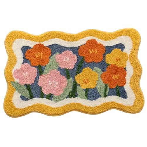 Blumenbadematte, 20x32 Zoll absorbierende, schnell trocknende farbenfrohe Badezimmerteppiche, nicht rutsches Ultra weich bequemer dicker, dicker Badezimmermatte für Duschbadewannen kalte Bodenflorbad Blumenbadematte, 20x32 Zoll absorbierende, schnell trocknende farbenfrohe Badezimmerteppiche, nicht rutsches Ultra weich bequemer dicker, dicker Badezimmermatte für Duschbadewannen kalte Bodenflorbad von fkngcp