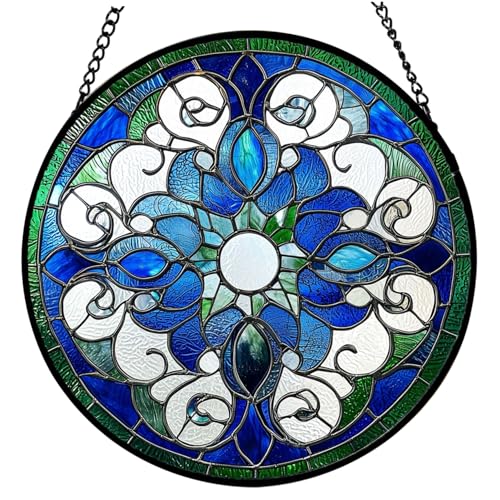 Buntglasfenster hängen, 6, 3 '' handgemaltes Boho-Buntglas mit Ketten, Moderne und einfache Sonnencatcher für Fenster, Türen, Veranden und Wände von fkngcp