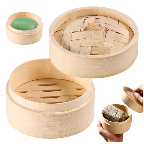 Dampfkorb Bambus 4x4x2 in Deckel Küche Kochen hohl Dampfkorb Anti-Wasser-Spritzbad Bambusseife für Dusche von fkngcp