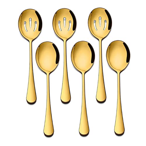 Große Servierlöffel Gold geschlitzte Servierlöffel Edelstahl -Utensilien 6pcssering von fkngcp