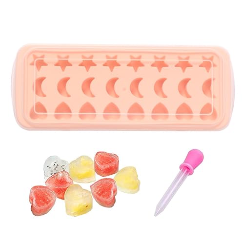 Ice Cube Tablett Sterne Monde Herzen Form Silikon Whisky Ice Ball Maker Würfelwürfel mit Deckel und zufälliger Farbtracker, Formen von fkngcp