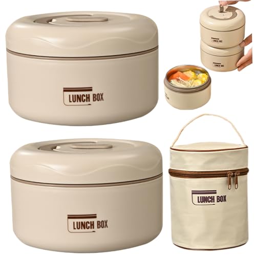 Isolierte Lunchbehälter 2pcs/Set 600 ml und 450 ml Edelstahl Heißes Essen Lunchbehälter abnehmbar isoliertes Box mit hitzebeständigem PP-Lecksound-Bento-Box für Schularbeit Picknick von fkngcp