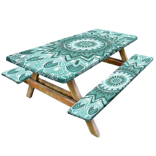 Picknicktischabdeckung mit Bankabdeckungen 3pcs/Set wasserdicht ＆ ölfestem ausgestattet von fkngcp