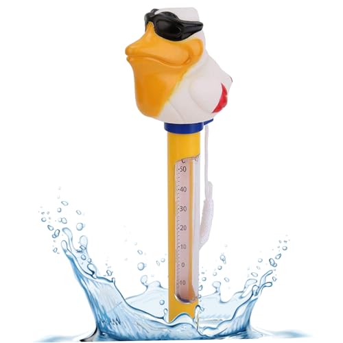 Pool -Thermometer Temperaturmesser Cartoon Entenform mit Schnur für Schwimmbad Spa Teichstil Poolthermometer von fkngcp