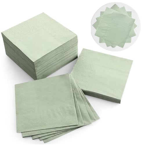 Salbei grüne Servietten, 100pcs Einweg Sage Green Cocktail Servietten, 9, 8 x 9, 8 Zoll Dinnerpapier für Hochzeit Dinnerparty Brautdusche Geburtstag Salbei grüne Servietten, 100pcs Einweg Sage Green Cocktail Servietten, 9, 8 x 9, 8 Zoll Dinnerpapier für Hochzeit Dinnerparty Brautdusche Geburtstag von fkngcp