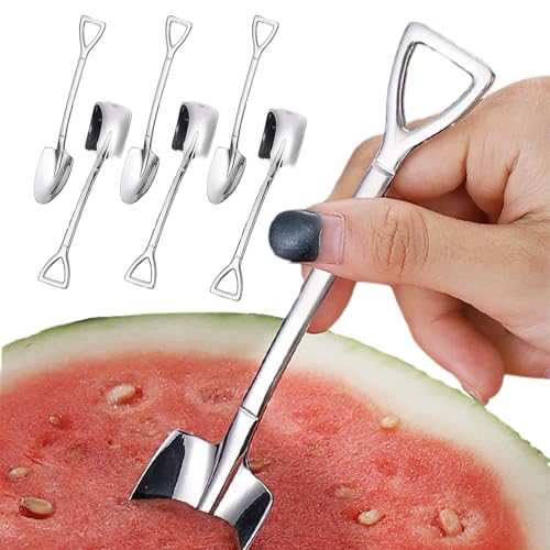 Schaufelslöffel 6pcs flache und spitze Eislöffel Edelstahl Gelato Spiegel poliert wiederverwendbares Waschwert für Dessert Wassermelon Dessert Löffel von fkngcp