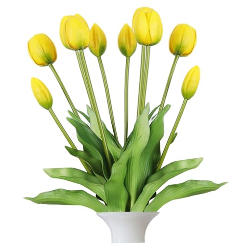 Tulips Künstliche Blumen 2 Bündel 15.8 Latex Künstliche Tulips Blumensträuße mit 5 Blumen Kopf weiche Real Touch Faux von fkngcp