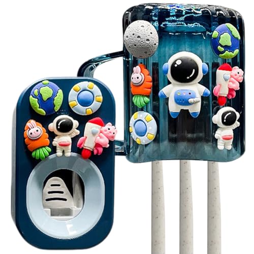 Wand Zahnbürstenhalter für Badezimmer Kosmonautstil Kinder Zahnbürstenhalterset mit Mundspülbecher, Zahnpasta Squeezer, Zahnpasta Kids Squeezer Set für Badezimmerspender Wand Zahnbürstenhalter für Badezimmer Kosmonautstil Kinder Zahnbürstenhalterset mit Mundspülbecher, Zahnpasta Squeezer, Zahnpasta Kids Squeezer Set für Badezimmerspender von fkngcp