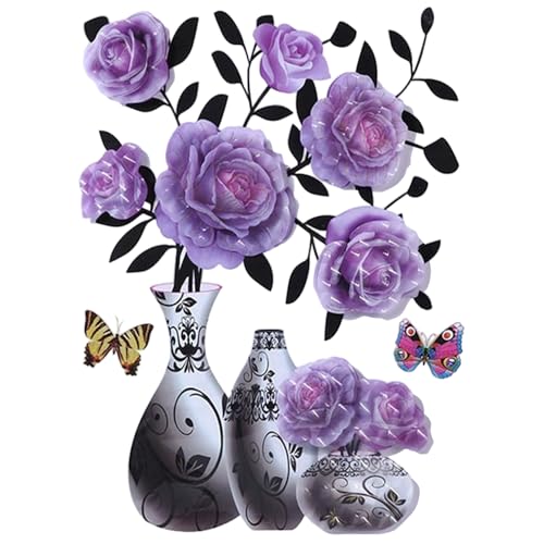 Wandaufkleber, wasserdichte PVC 3D Blumenaufkleber, selbstklebende abnehmbare Wandtattoos für Schlafzimmer Kühlzimmerkabinett von fkngcp
