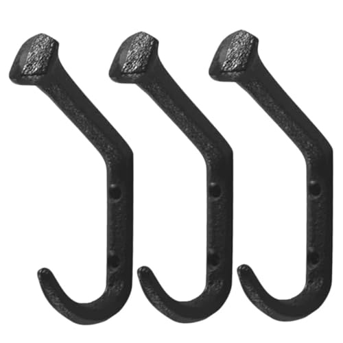 Wandhaken 3pcs Gusseisen gebogene nagelförmige Wandbügel rustikaler und minimalistischer schwarzer Schraubenhalterhaken für hängende Hut/Handtasche/Pflanzer/Vorhang Innen im Freien von fkngcp