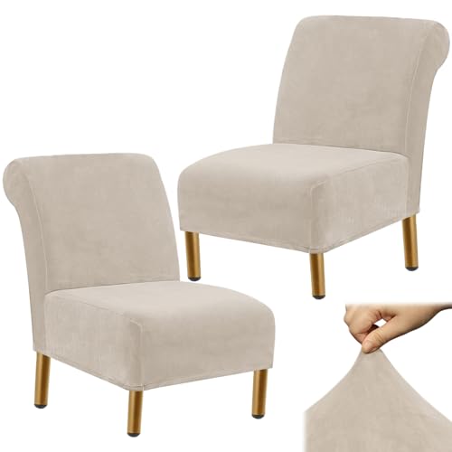fkngcp 2pcs Armless Chair Cover Stretch Velvet Akzent Stuhl Abdeckung Abnehmbar und waschbarer varmloser Abdeckung für Wohnzimmer Hotelmöbel Beschützer Akzentabdeckungen von fkngcp