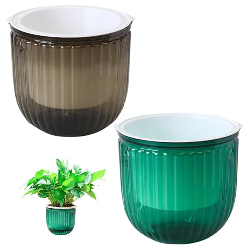 fkngcp 2pcs Selbstbewässerungstöpfe für Innenpflanzen, Plastik -Selbstbewässerungsplanter mit Entwässerungslöchern, im Innenhänge hängende Pflanzer mit Ketten für einfache Pflanzung von fkngcp