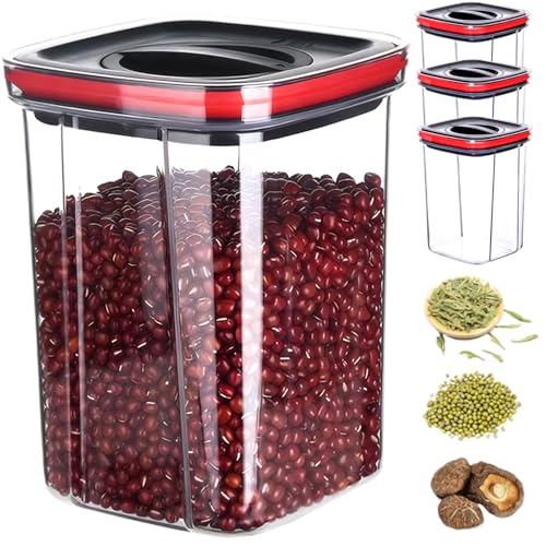 fkngcp 3pcs Lebensmittelbehälter mit Deckel 1, 3L -Dichtungslagerbehälter mit rotierschalter stapelbarem Snack mit Rille für Getreide, Gewürze und Snacks Getreidespeicher von fkngcp