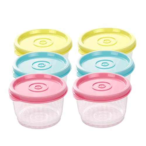 fkngcp 6 PCs kleine Behälter mit Deckel 160 ml Plastik Snacktöpfe und Leckdofter Kleiner Snackbehälter Spülmaschine sicher wiederverwendbares Essen zum Mittagessen Joghurtsalat von fkngcp