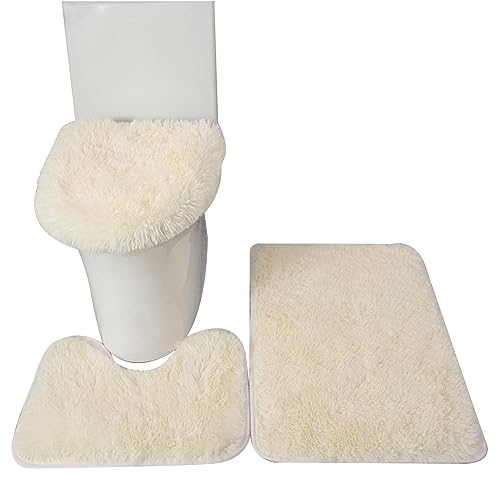 fkngcp Badeteppichsets 3-teilige Badezimmer Matte Set Badematte, u, Toilettensitzabdeckung weiche 3-4 cm Plüsch Wasser absorbierende Nicht-Schlupf-Toilettenset für Badezimmerdekor Beige fkngcp Badeteppichsets 3-teilige Badezimmer Matte Set Badematte, u, Toilettensitzabdeckung weiche 3-4 cm Plüsch Wasser absorbierende Nicht-Schlupf-Toilettenset für Badezimmerdekor Beige von fkngcp