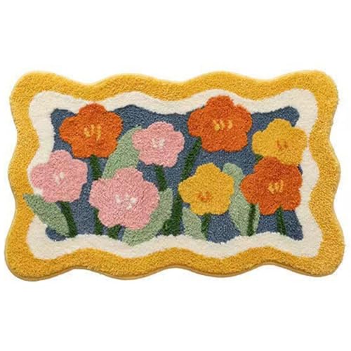 fkngcp Badezimmermatte 15.8x23.6 '' Imitation Wolle Polyester Blumenbad Matte mit rutschfestem Hintermaschinen Waschbares Absorptionsblumbad für Innenkultur Blumenbad Teppich fkngcp Badezimmermatte 15.8x23.6 '' Imitation Wolle Polyester Blumenbad Matte mit rutschfestem Hintermaschinen Waschbares Absorptionsblumbad für Innenkultur Blumenbad Teppich von fkngcp