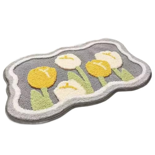 fkngcp Blumenmattenmatten-Wolken-förmige 16x24 Zoll niedliche Badematte Starkes saugfähiges Schnelltrocknungskaschmir mit Nicht rutschfestem Rückenweiche, komfortable Teppich für Zuhause, Hotel von fkngcp