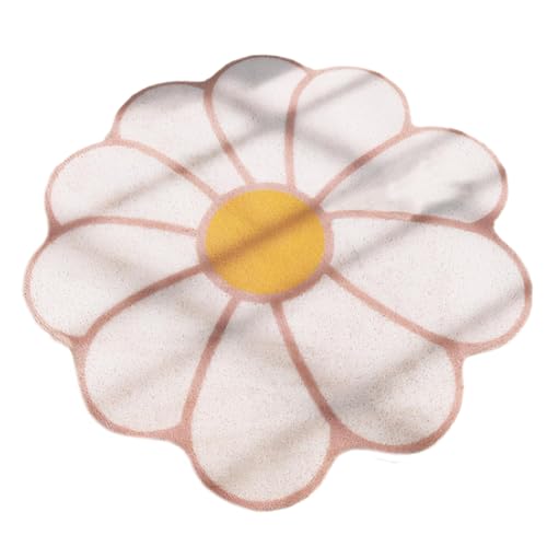fkngcp Blumenteppich 24 Zoll Polyester Blumenteppich absorbierende Nicht rutschblüte blumförmige minimalistische Dekorationsbereich für Wohnzimmer, Schlafzimmer, Hotel, Stil 2 Daisy von fkngcp