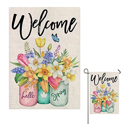 fkngcp Frühlings Sommergartenflagge 12 × 18 Zoll doppelseitig Blumenflagge außerhalb vertikaler Feiertags Yard Garten Dekor Style 2 von fkngcp