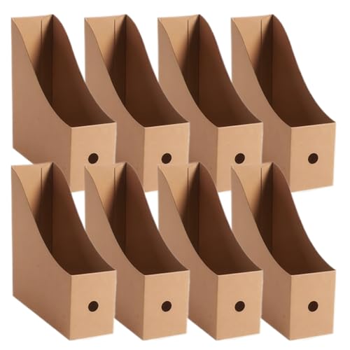fkngcp Magazindateihalter, 8pcs Kraft Paper Magazine Speicher, 10.6x10.2x3.5 Dateihalter mit Etikettenaufkleber, stapelbar für Schulbürodienste Desktop von fkngcp