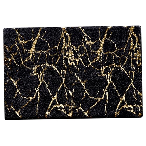 fkngcp Marmor Badezimmer Teppich, 20x32 Zoll weiche superabsorbierende Badematte, schwarz und goldene Nicht -Schlupf -Badematte, Waschkreis für Wanne, Dusche, Schlafzimmerbadezimmer Teppiche von fkngcp