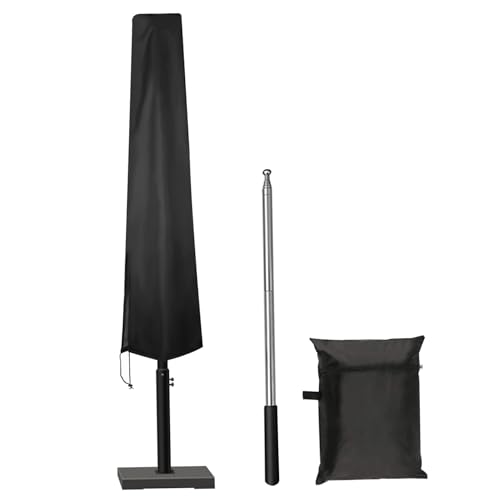 fkngcp Patio Regenschirmabdeckung wasserdichte Regenschirmabdeckung im Freien mit Reißverschluss, Kordelkordel ＆ Teleskopstange Cantilever Covers von fkngcp
