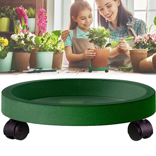 fkngcp Pflanzerunter Untertassen runde Topfschale mit 3 Universalrädern Blumenpot Mobile Tablett für Innenpolsterblume im Freien (dunkelgrün) Ständer im Freien von fkngcp