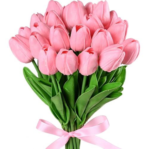 fkngcp Tulips Künstliche Blüten 20pcs 13 Zoll PU Faux Tulpen mit grünem Stiel & Blätter DIY -freundliche echte Berührungsblumen für Vase, Muttertag, Dekorationen fkngcp Tulips Künstliche Blüten 20pcs 13 Zoll PU Faux Tulpen mit grünem Stiel & Blätter DIY -freundliche echte Berührungsblumen für Vase, Muttertag, Dekorationen von fkngcp