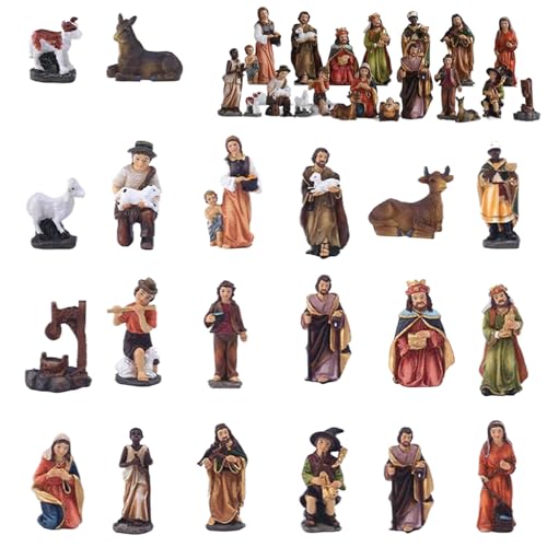 fkngcp Weihnachtskrippe Set, 20pcs/Set -Harz -Krippe, lebensee Sets und Figuren, sammelbare dekorative Weihnachtsschmuck für Tischplatten -Arbeitsplattengeschenke von fkngcp