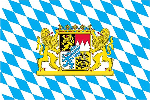 flaggenmeer® Flagge Bayern mit Wappen und Löwen 160 g/m² ca. 20 x 30 cm von flaggenmeer