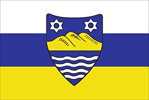 flaggenmeer® Flagge Juist mit Wappen 120 g/m² ca. 40 x 60 cm von flaggenmeer