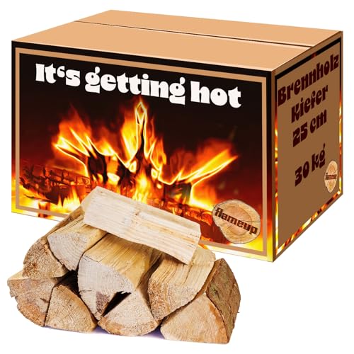 Brennholz Kaminholz Kiefer Holz 30 kg Für Ofen und Kamin Kaminofen Feuerschale Grill Feuerholz Holzscheite Wood 25 cm kammergetrocknet flameup von Flameup