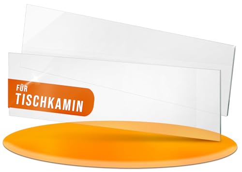 flammtal - Ersatzglas für Bioethanol Tischkamin [2 Stück] - Feuerfeste Glasscheibe [30cm Breite / 11cm] - Kompatibel mit flammtal, Edelfeld Ethanol Tischkaminen - Hitzeresistentes Borosilikatglas von flammtal