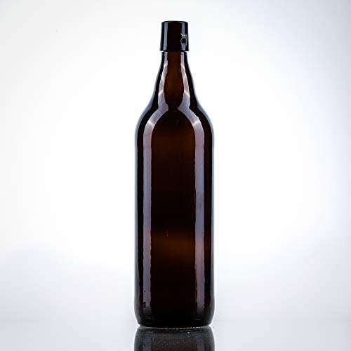 12 x Bierflaschen 1 l inkl. passenden Bügelverschluss – 12 Glasflaschen 1l im Bundle perfekt geeignet als Einmachflaschen 1l, Schnapsflaschen 1l. von flaschenbauer.de