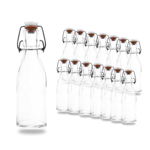 14 Leere Taschenflasche 200ml Glasflaschen mit Bügelverschluss – Kleine Flaschen zum Befüllen mit z.B. Likör, Schnaps, Essig und Öl – Mini Flaschen/Schnapsflaschen klein von flaschenbauer.de