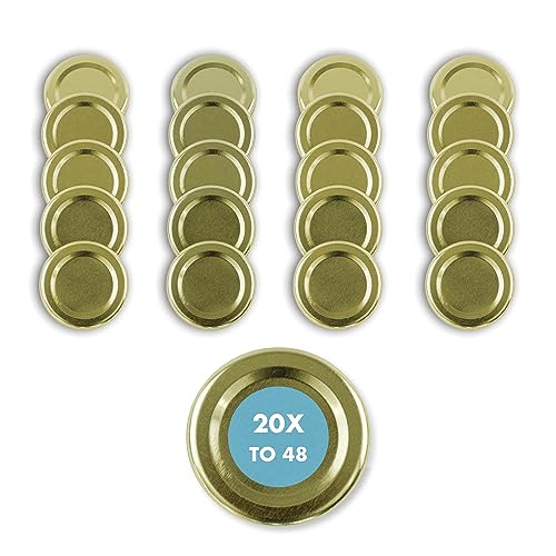 20 Stück Ersatzdeckel TO 48 I Mehrfarbige Twist-Off-Deckel 48 mm I für Gläser zur Aufbewahrung von Bevorratung,Deckel für Einmachgläser. Marmeladegläser, Honiggläser, Feinkostgläser von flaschenbauer.de