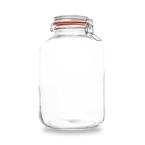 Flaschenbauer- 1 Drahtbügelgläser 4880ml verwendbar als Einmachglas und Fermentierglas, zu Aufbewahrung, Gläser zum Befüllen, leere Gläser mit Drahtbügel - made in Germany von BAUER