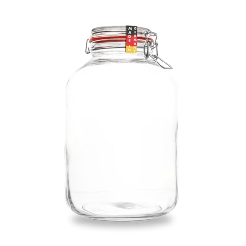 BAUER Flaschenbauer- 1 Drahtbügelgläser 4880ml verwendbar als Einmachglas und Fermentierglas, zu Aufbewahrung, Gläser zum Befüllen, leere Gläser mit Drahtbügel - made in Germany BAUER Flaschenbauer- 1 Drahtbügelgläser 4880ml verwendbar als Einmachglas und Fermentierglas, zu Aufbewahrung, Gläser zum Befüllen, leere Gläser mit Drahtbügel - made in Germany von flaschenbauer.de