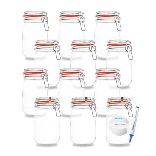 BAUER Flaschenbauer - 12-teiliges Set Drahtbügel-Vorratsgläser 1140ml, geeignet als Einmach- und Fermentierglas, zur Aufbewahrung, zum Befüllen, Drahtbügelgläser Inklusive Etiketten - Made in Germany BAUER Flaschenbauer - 12-teiliges Set Drahtbügel-Vorratsgläser 1140ml, geeignet als Einmach- und Fermentierglas, zur Aufbewahrung, zum Befüllen, Drahtbügelgläser Inklusive Etiketten - Made in Germany von flaschenbauer.de