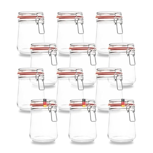 Flaschenbauer - 12-teiliges Set Drahtbügel-Vorratsgläser 800ml, geeignet als Einmach- und Fermentierglas, zur Aufbewahrung, zum Befüllen, leere Gläser mit Drahtbügel - Made in Germany von flaschenbauer.de