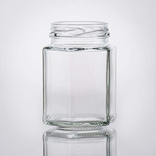 Flaschenbauer- 15x Sechskantgläser 116ml inkl. eines weißen Twist-Off Verschluss als Einmachglas, zur Aufbewahrung von Gewürzen oder als kleines Honigglas. von flaschenbauer.de