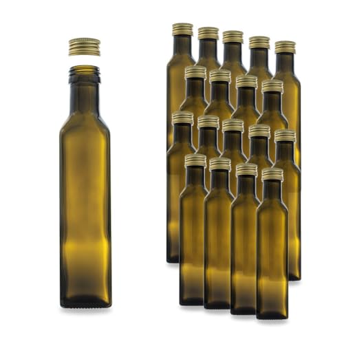 Flaschenbauer – 18 Marascaflaschen 0,25L, mit Schraubverschluss – leere Glasflasche mit 100 – 500ml Volumen – geeignet als Saftflasche, oder zur Aufbewahrung von Dressings von flaschenbauer.de