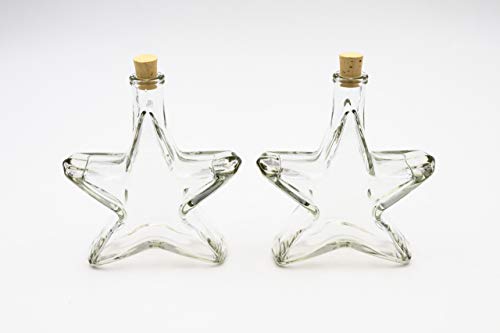 Flaschenbauer - 2 x leere Glasflaschen 200ml Stern: Mini Glasflaschen mit Korken verwendbar als Weihnachtsgeschirr, kleine Flaschen zum Befüllen, leere Schnapsflaschen klein, Deko Flaschen von flaschenbauer.de