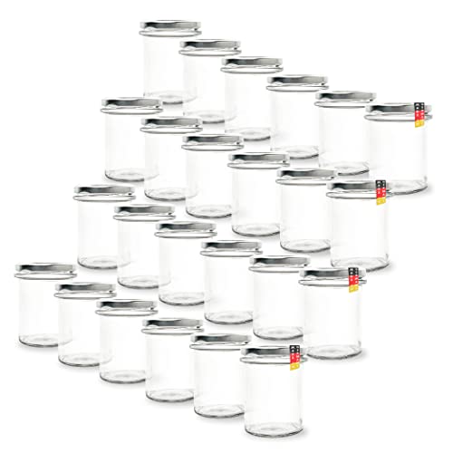 flaschenbauer.de 24er Set Sturzgläser 214 ml inkl. Silberne Twist Off Deckel TO66 zum Einmachen von Suppen, Babynahrung, Dips oder zur Aufbewahrung von Tee und Kräuter von flaschenbauer.de