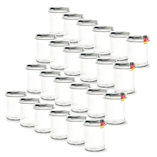 BAUER 24er Set Sturzgläser 214 ml inkl. silberne Twist Off Deckel TO66 zum Einmachen von Suppen, Babynahrung, Dips oder zur Aufbewahrung von Tee und Kräuter von flaschenbauer.de