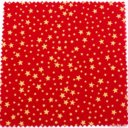 Flaschenbauer- 25x Rote Textildeckchen 12x12cm mit Goldenen Sternen inkl. Gold farbigen Schlaufen zum Befestigen der Deckchen. Weihnachtsdekoration für Einmachgläser von flaschenbauer.de