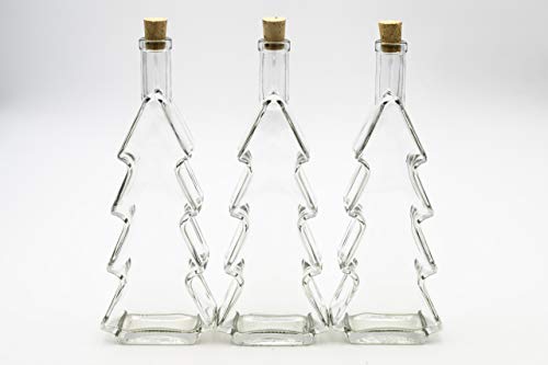 Flaschenbauer - 3 x leere Glasflaschen 500ml Tannenbaum: Glasflaschen mit Korken verwendbar als kleine Flaschen zum Befüllen, leere Schnapsflaschen 500ml, Weihnachtsgeschirr, Deko Flaschen von flaschenbauer.de