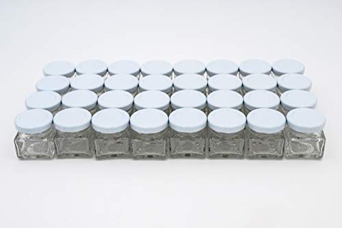 Flaschenbauer - 32 mini bocaux 40 ml carrés avec couvercle blanc à vis TO 43 - Idéal pour mini pots de confiture, miel ou épices Flaschenbauer - 32 mini bocaux 40 ml carrés avec couvercle blanc à vis TO 43 - Idéal pour mini pots de confiture, miel ou épices von flaschenbauer.de