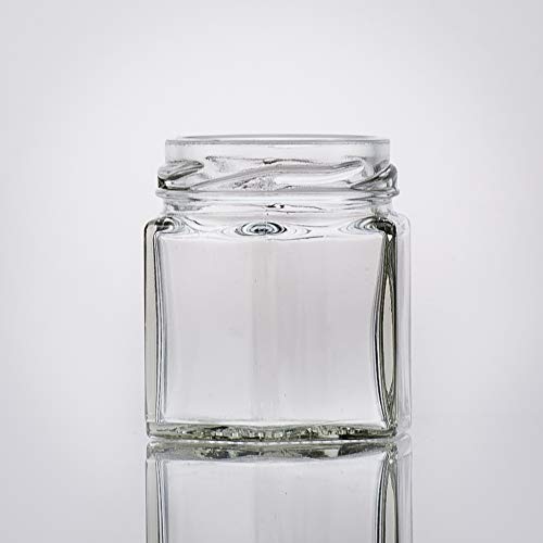 Flaschenbauer- 32x Sechskantgläser 47ml inkl. eines hellgrünen Twist-Off Verschluss als Einmachglas, zur Aufbewahrung von Gewürzen oder als kleines Honigglas. von flaschenbauer.de