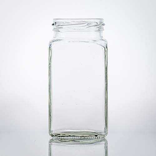 Flaschenbauer - 4 Mini Einmachgläser klein 312 ml Vierkant Gläser mit Schraubverschluss to 58 Schwarz - Mini Gläser mit Deckel perfekt als Mini Marmeladengläser klein, Honiggläser Mini von flaschenbauer.de